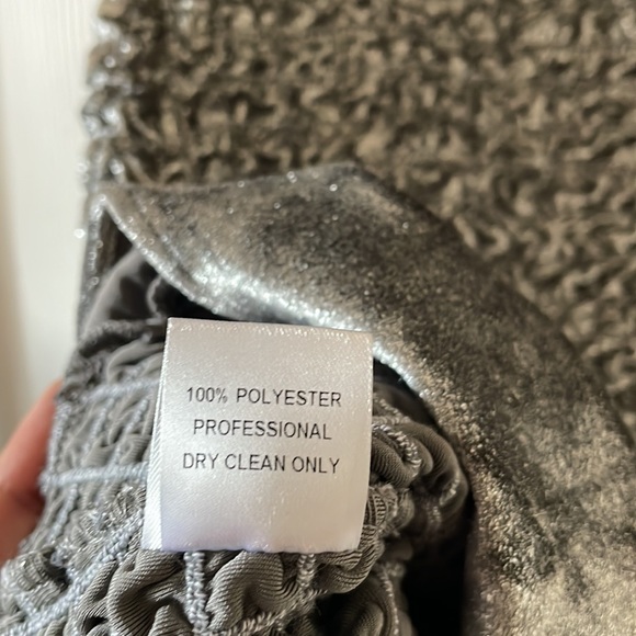 Petersyn X Revolve silver velour cocktail dress smocked off shoulder - Picture 10 of 10